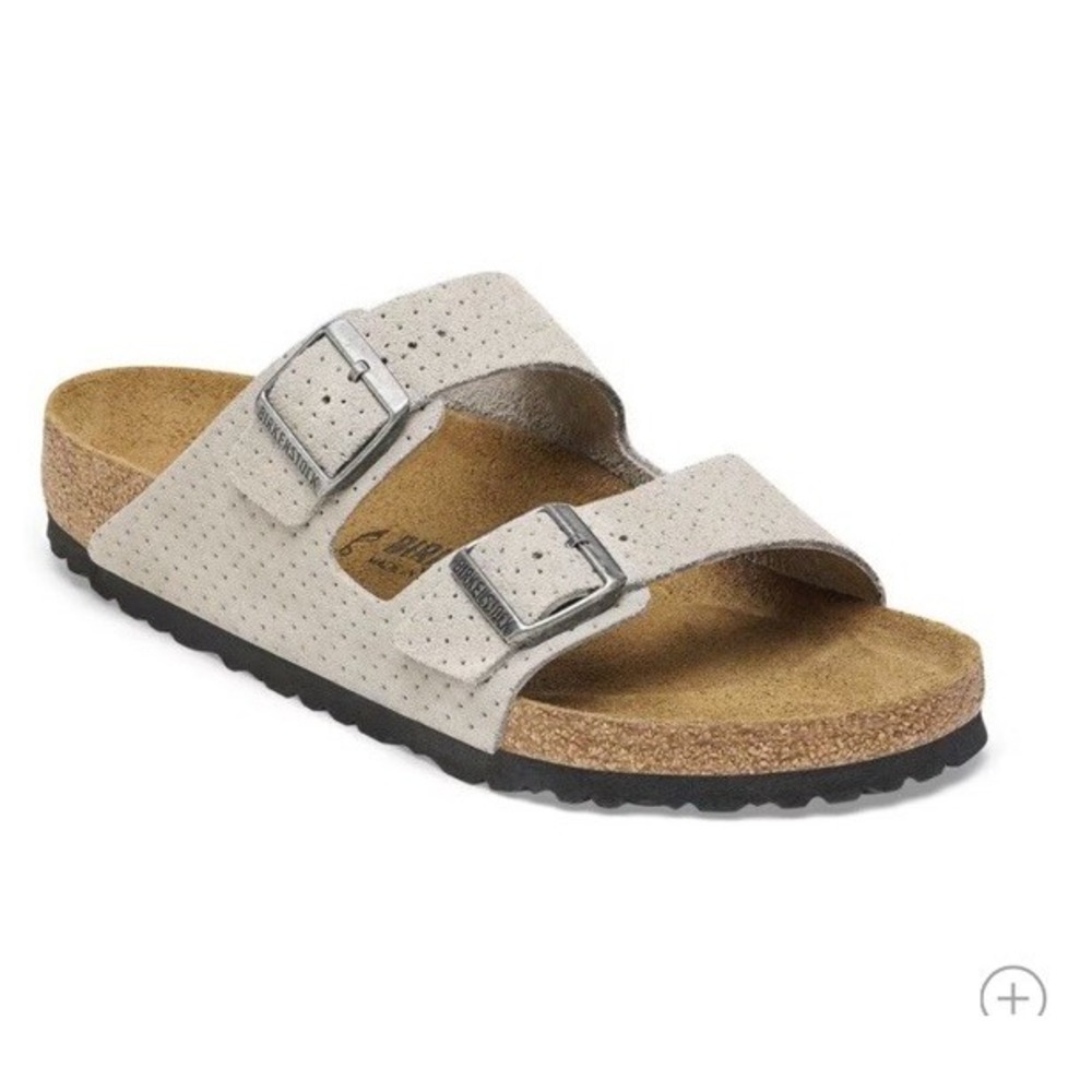 BIRKENSTOCK‎ Arizona Embossed Suede Sandals $130 Dotted Stone Coin 41